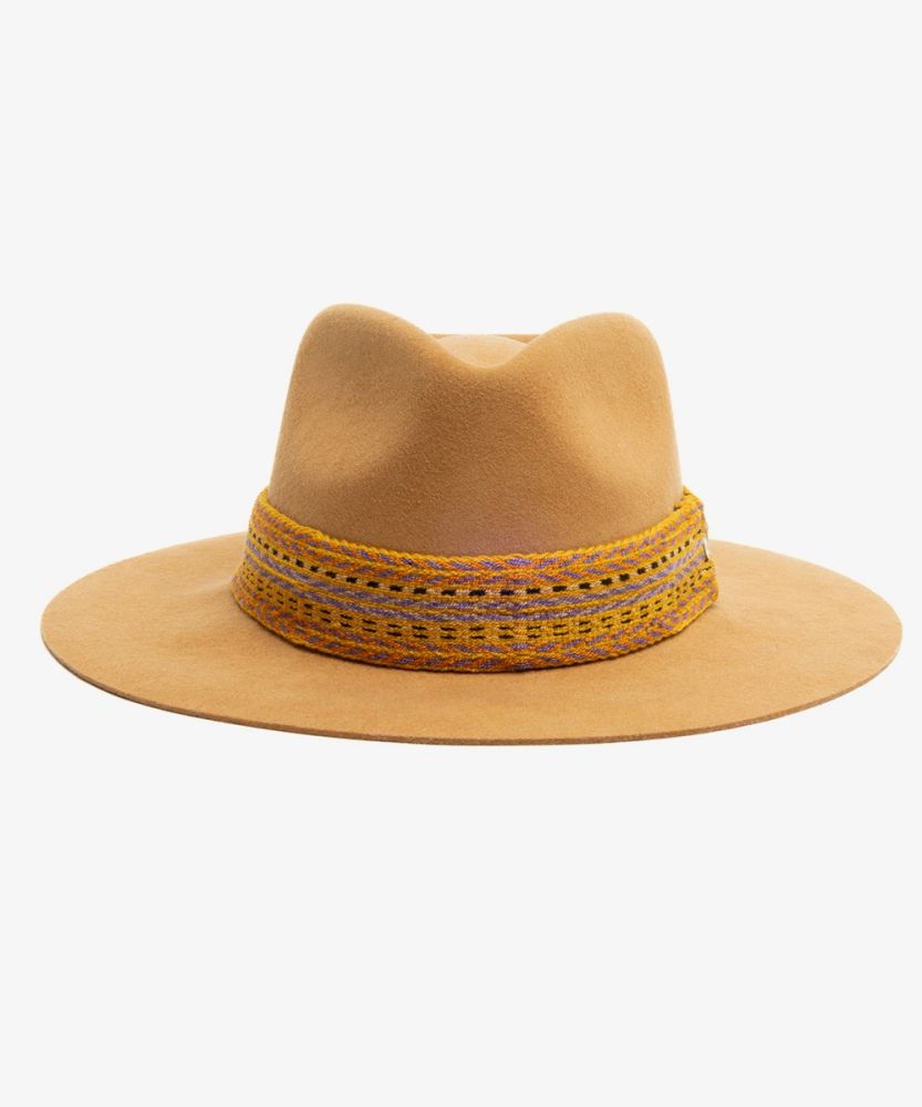 SOMBRERO DE FIELTRO CON CINTA - MOSTAZA