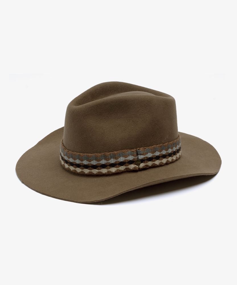 WOOL HAT LARGE BRIM - WALNUT