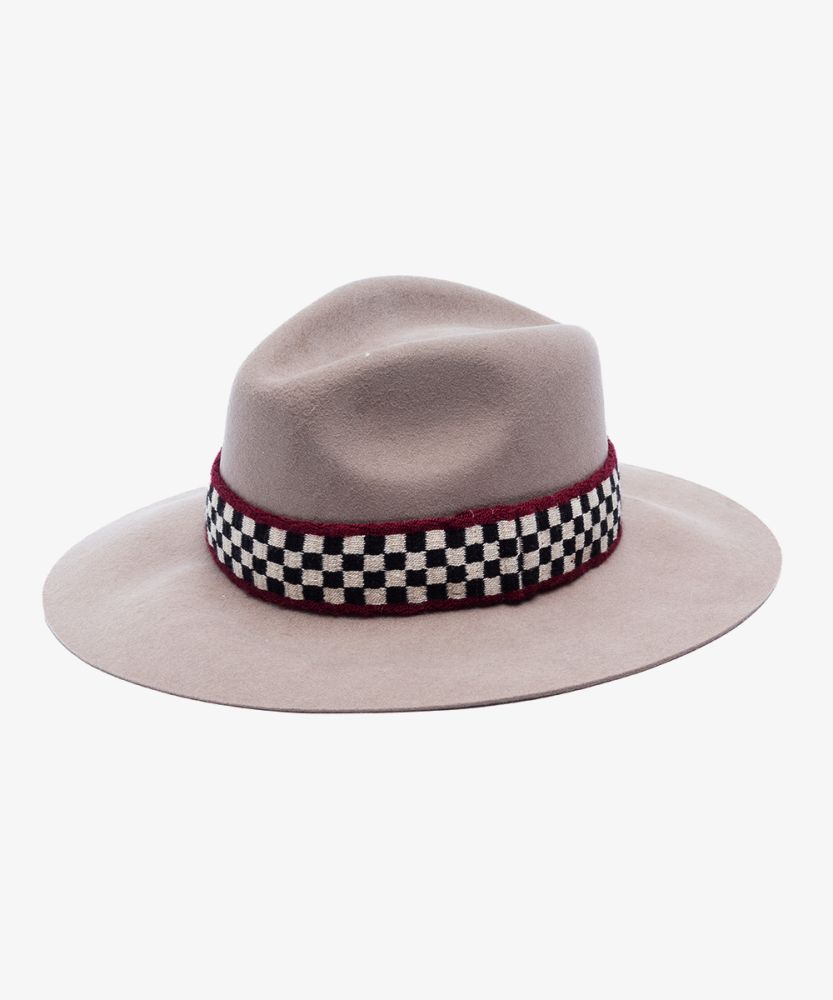 WOOL HAT WITH RIBBON - TAUPE