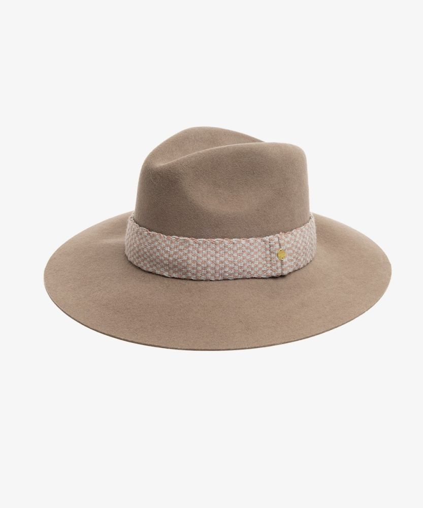 WOOL HAT WITH RIBBON - MINK