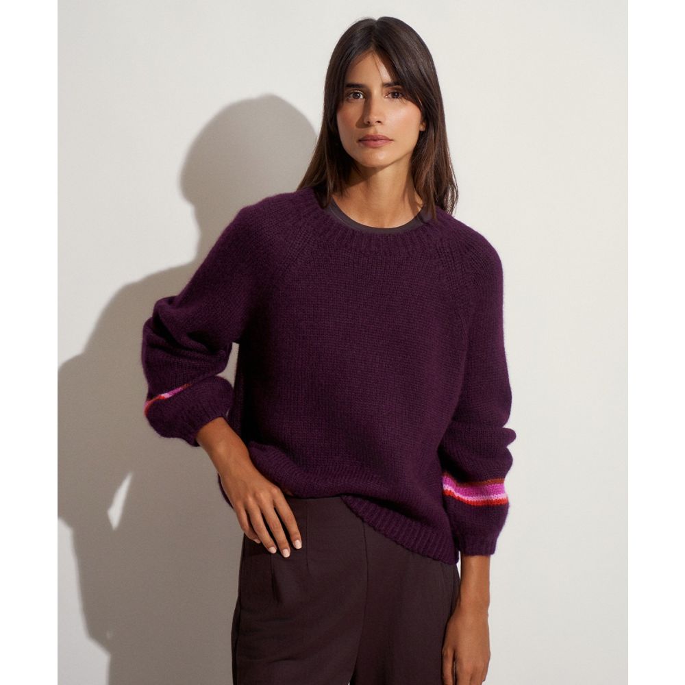 BABY ALPACA PULLOVER JERSEY ELVIRA - BURGUNDY