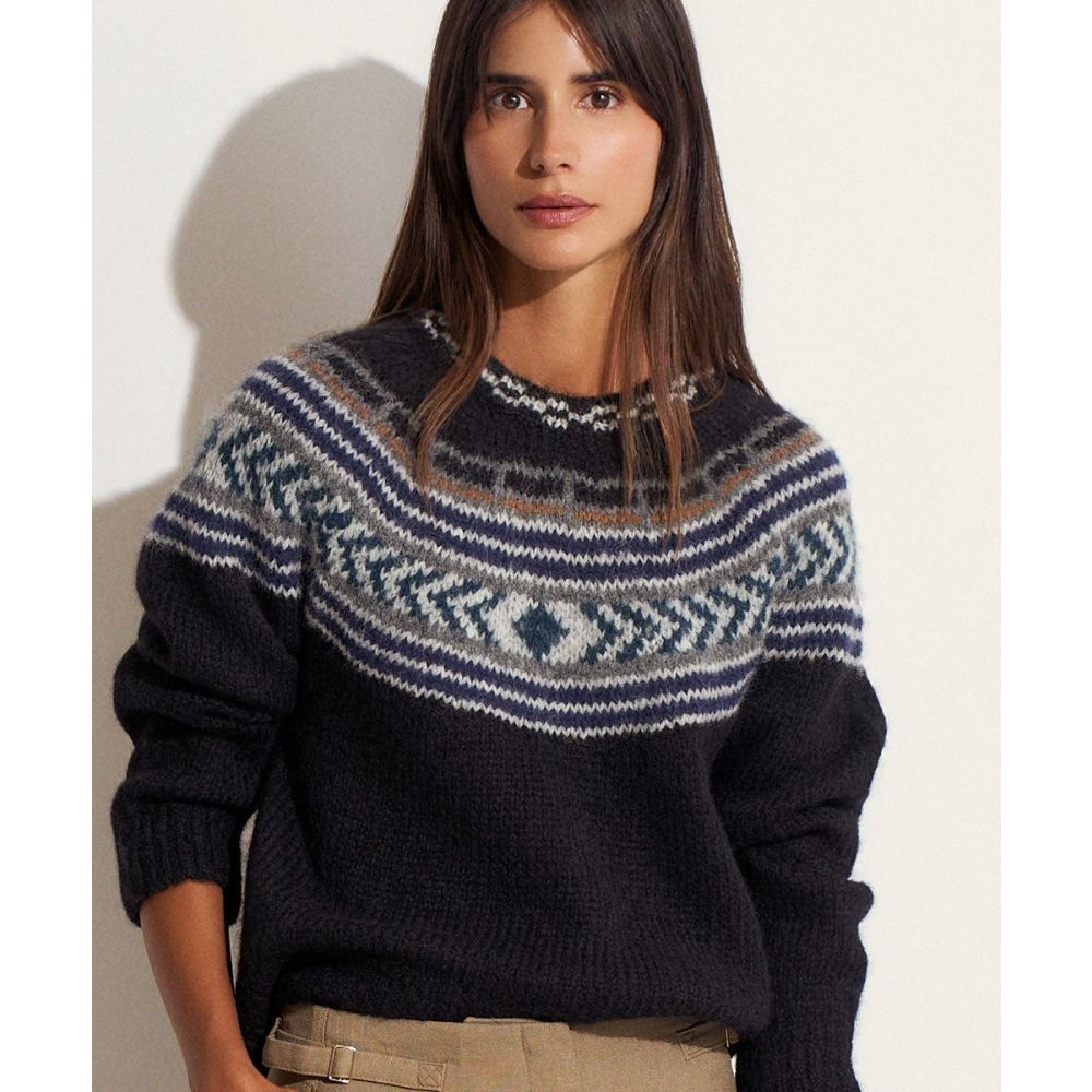 JERSEY ESTHER DE ALPACA DE ESTILO FAIR ISLE - NEGRO