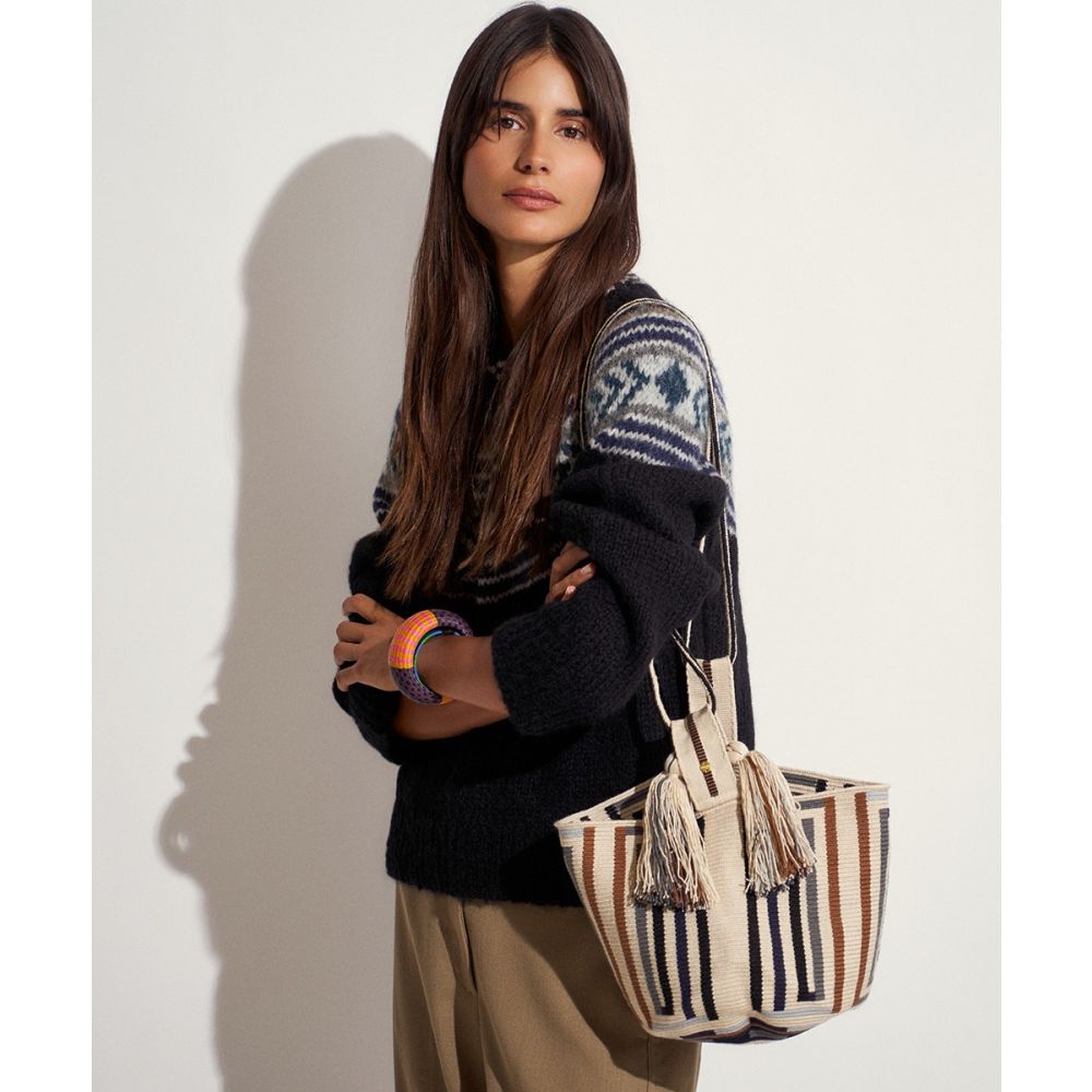 Camberra Bag - LUCINDA - Beige & multicolor