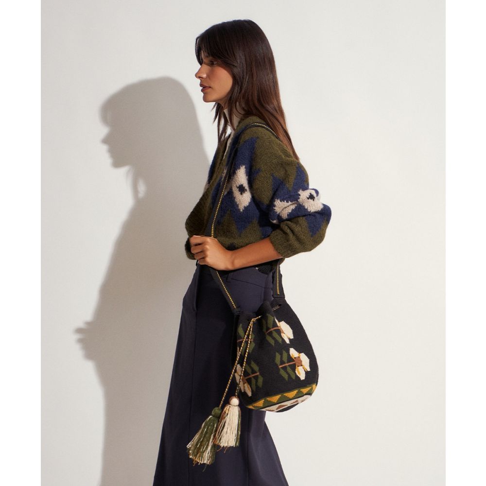 Crossbody Bag L - DAPHNE - BLACK & GREEN