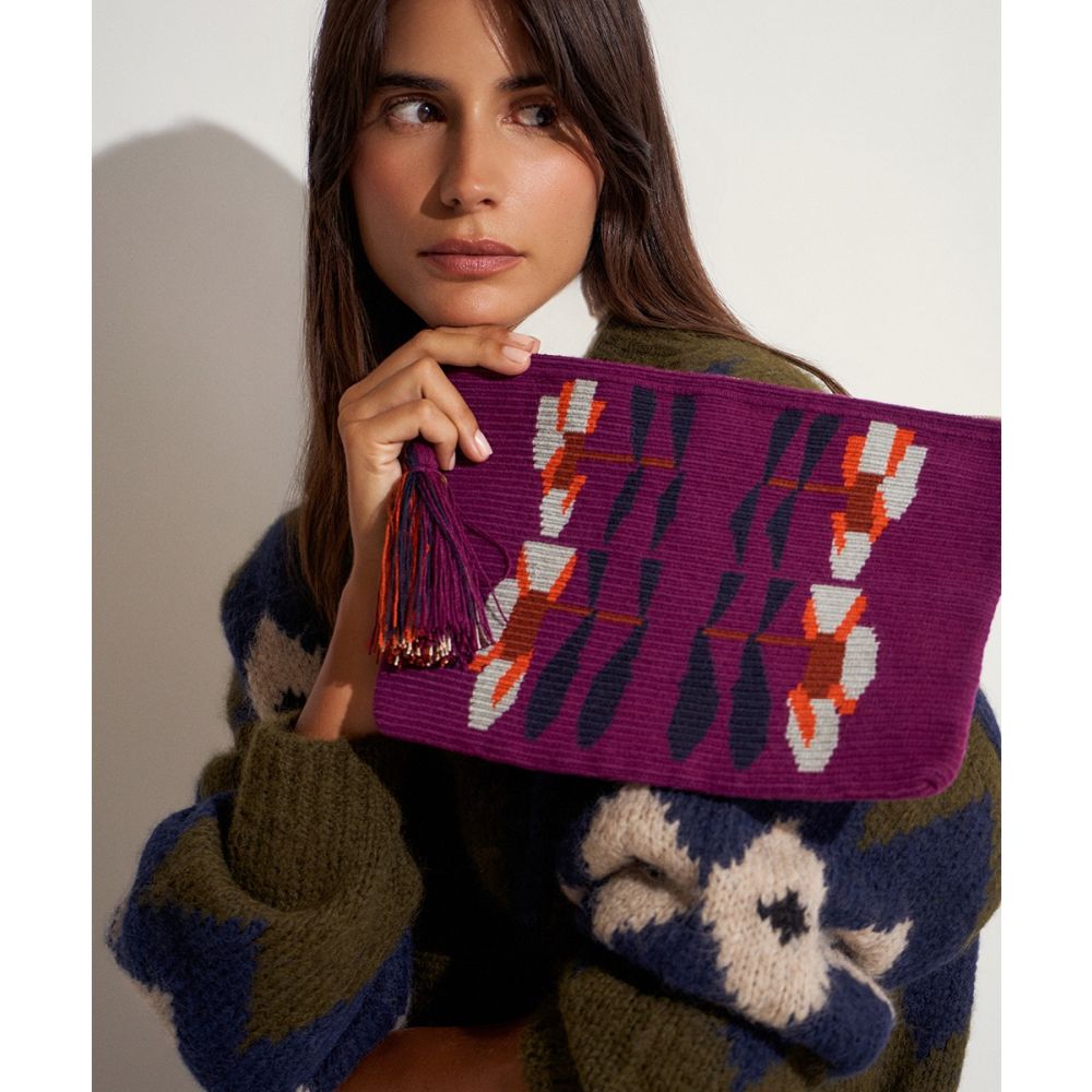 Clutch Bag- Fuchsia & orange