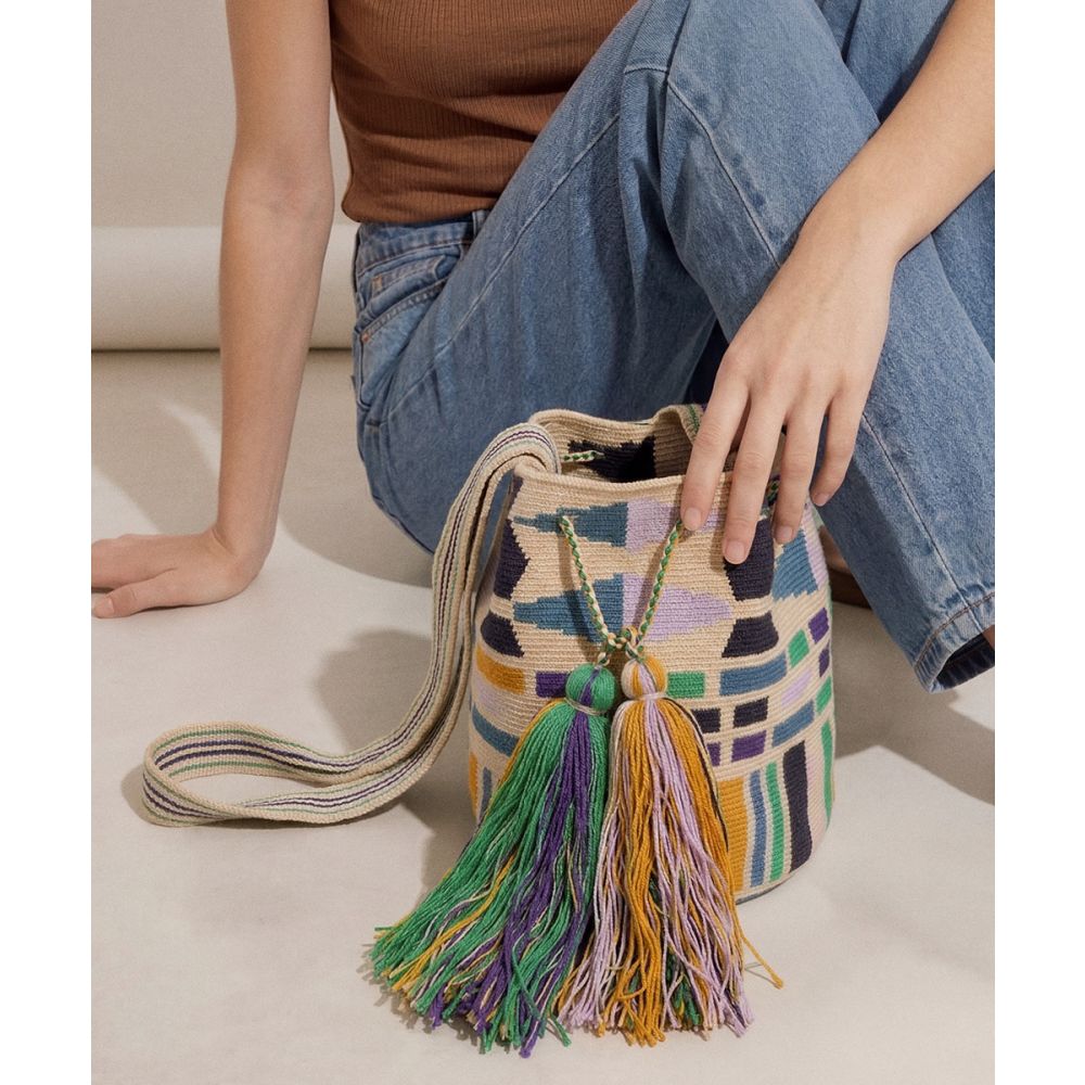 Crossbody Bag L -  RIVER - NAVY BLUE & LILAC