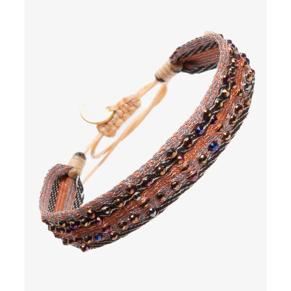 Bracelet Argantina Maxi - TERRACOTA Y NEGRO CON PIEDRA PIRITA TORNAZOLADA