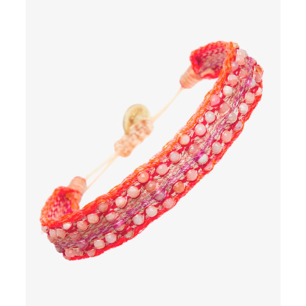 Bracelet Argantina Maxi - ANARANJADO Y ROJO CON PIEDRA LUNA DURAZNO