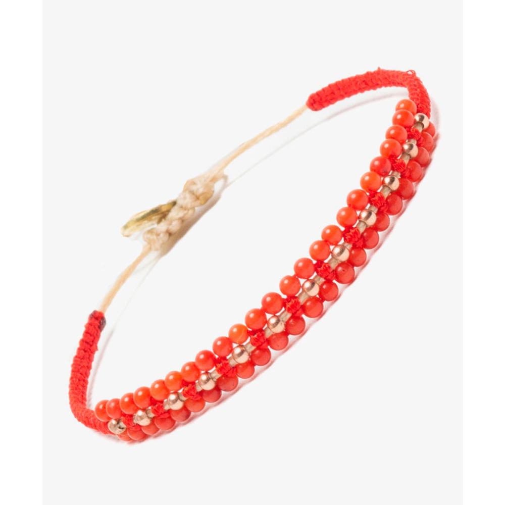 Pulsera LILY - CARNEOLA Y BEADS CON BAÑO DE ORO