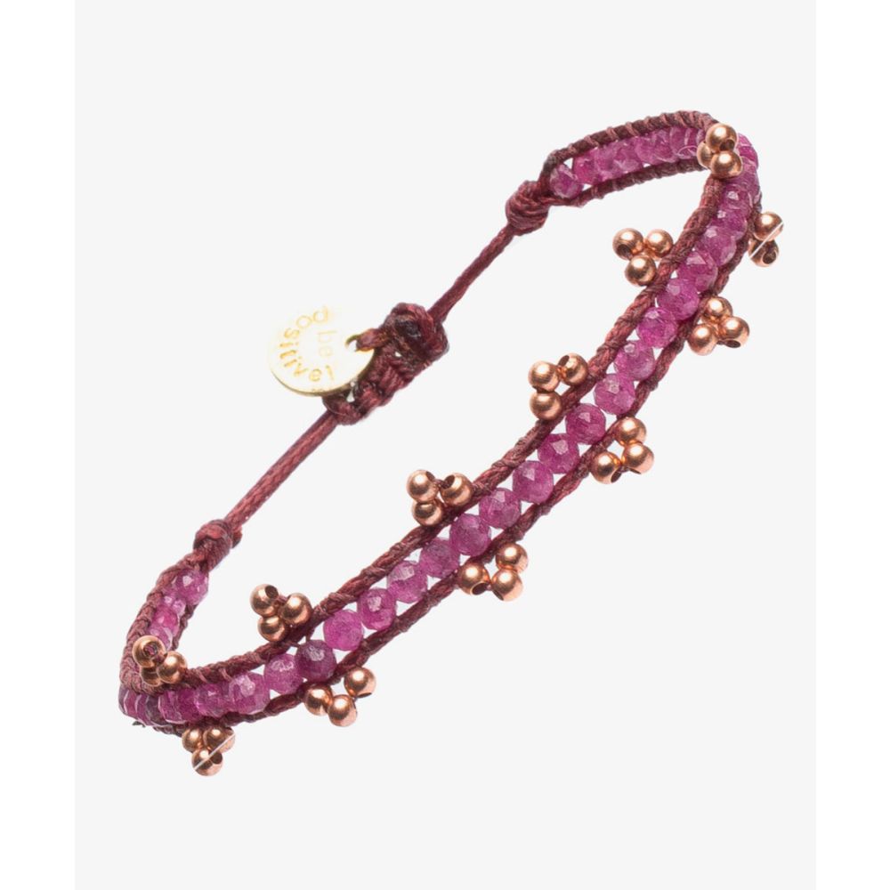 Pulsera OLYMPIA - BEADS CON BAÑO DE ORO Y PIEDRA GRANDATE