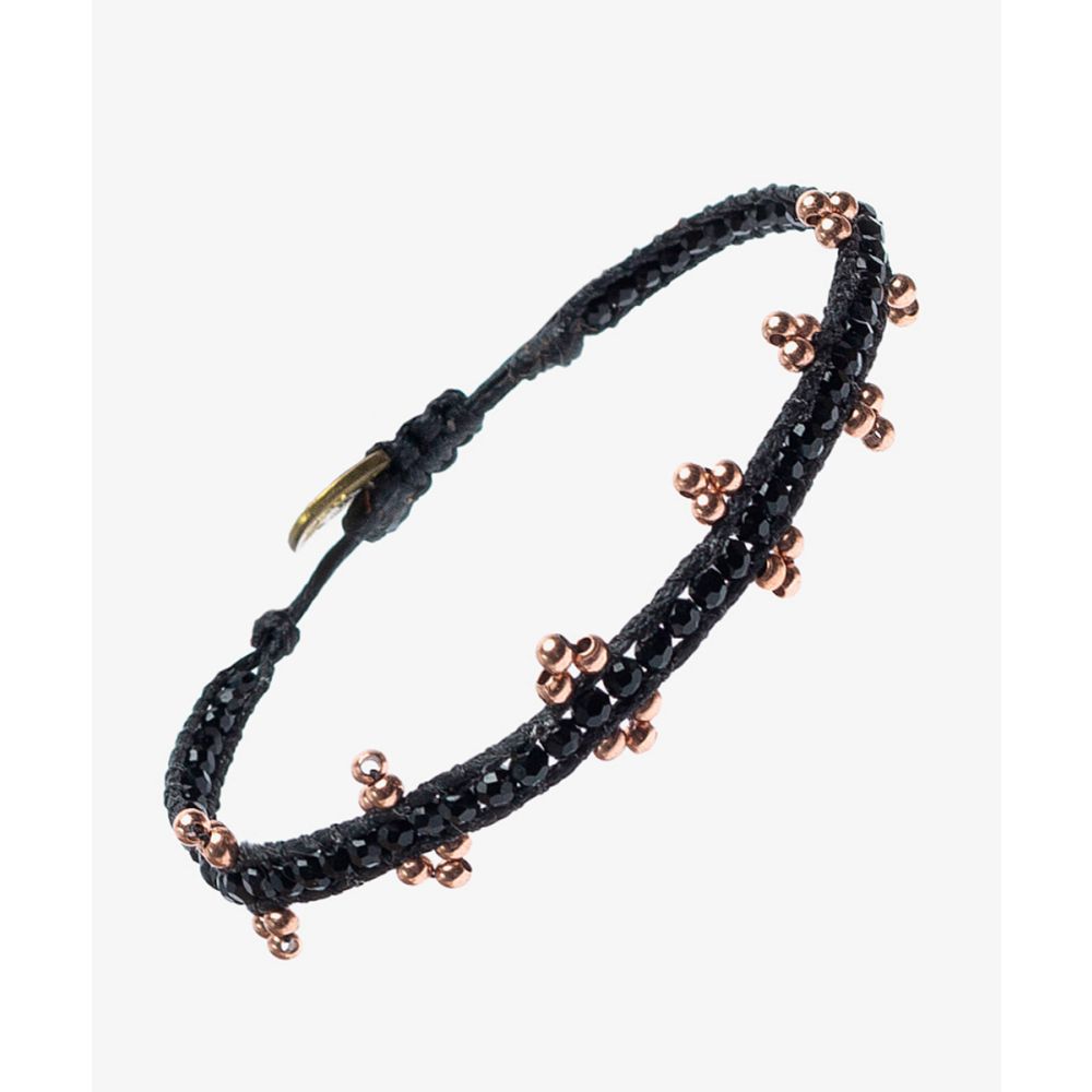 Pulsera OLYMPIA - ESPINELA NEGRA Y BEADS CON BAÑO DE ORO