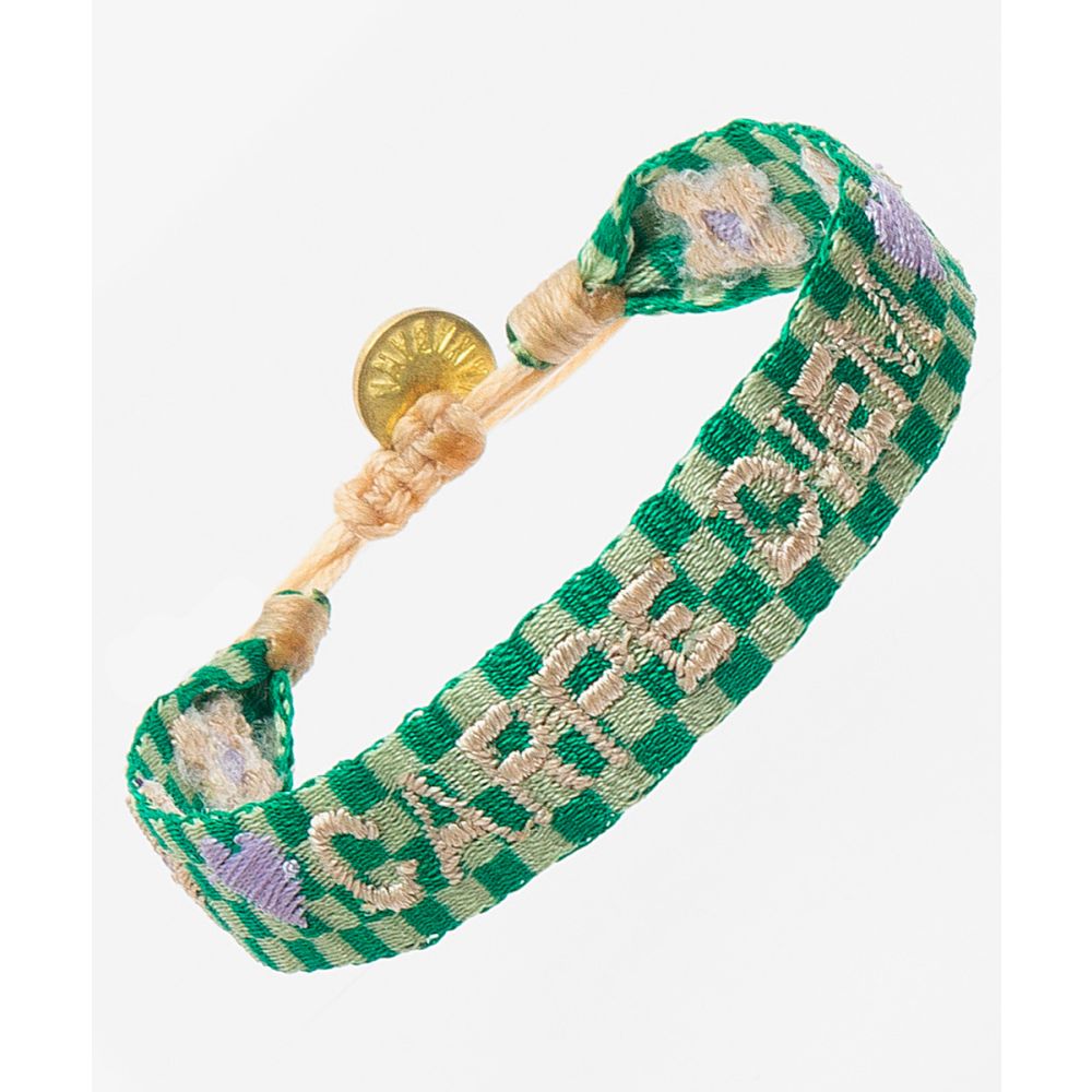 EMBROIDERED BRACELET - CARPE DIEM - LIGHT GREEN & GREEN