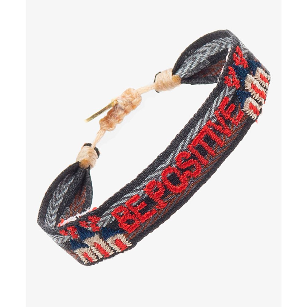 PULSERA BORDADA - #SEPOSITIVA GRIS Y ROJO