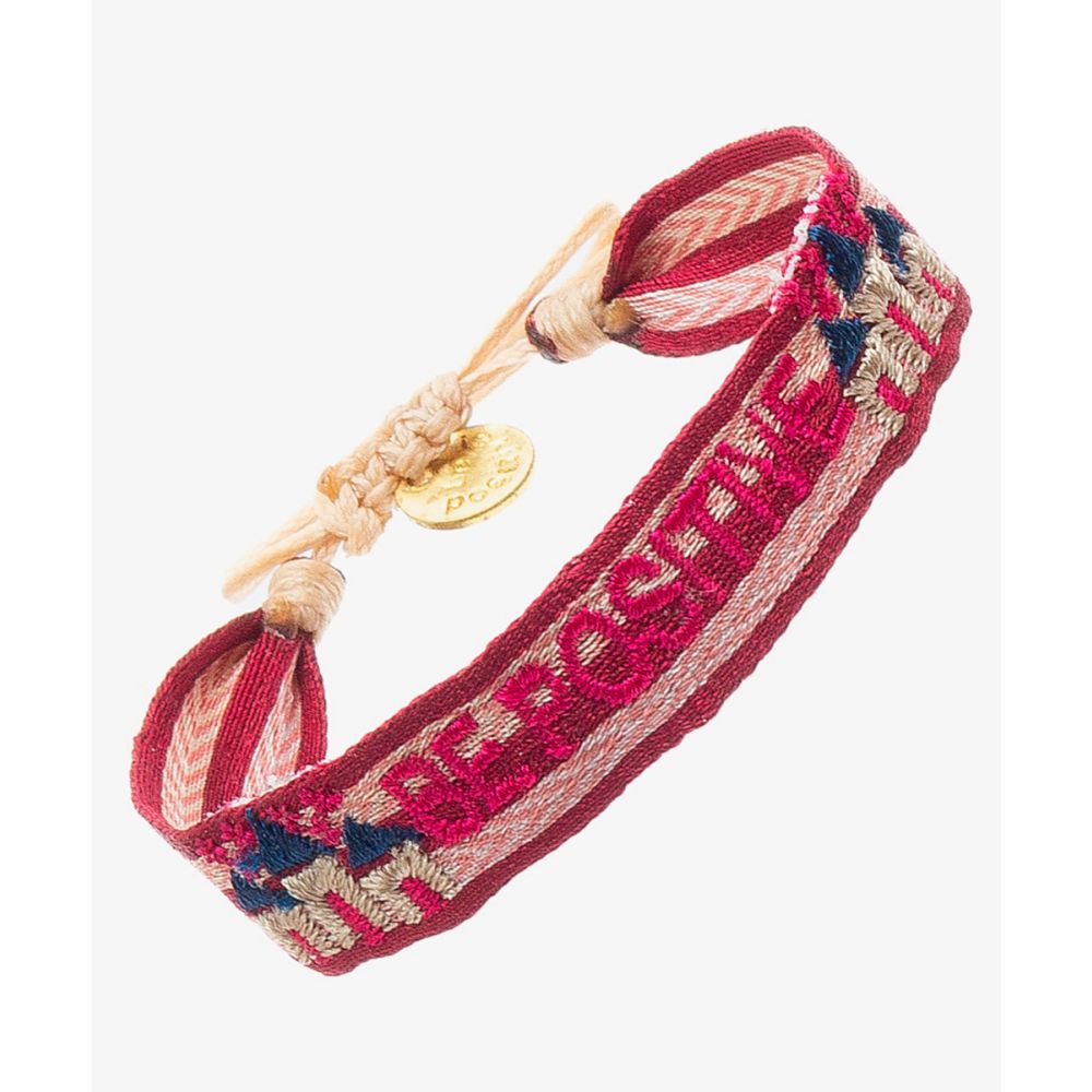 PULSERA BORDADA - BURDEOS Y ROSADO