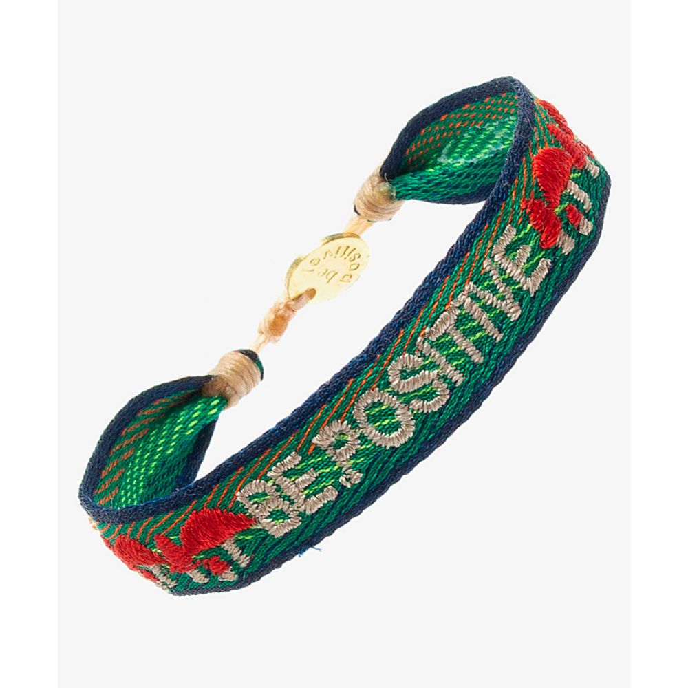 PULSERA BORDADA - "SE POSITIVO" VERDE Y AZUL