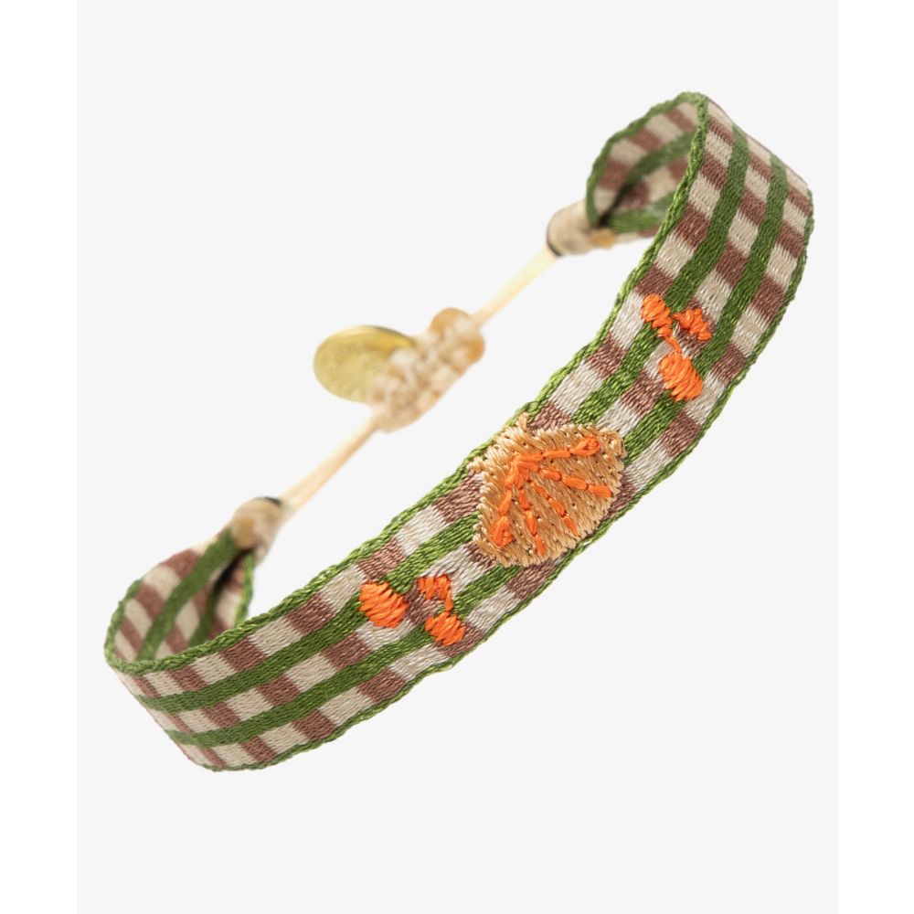 EMBROIDERED BRACELET - GREEN SEASHELL