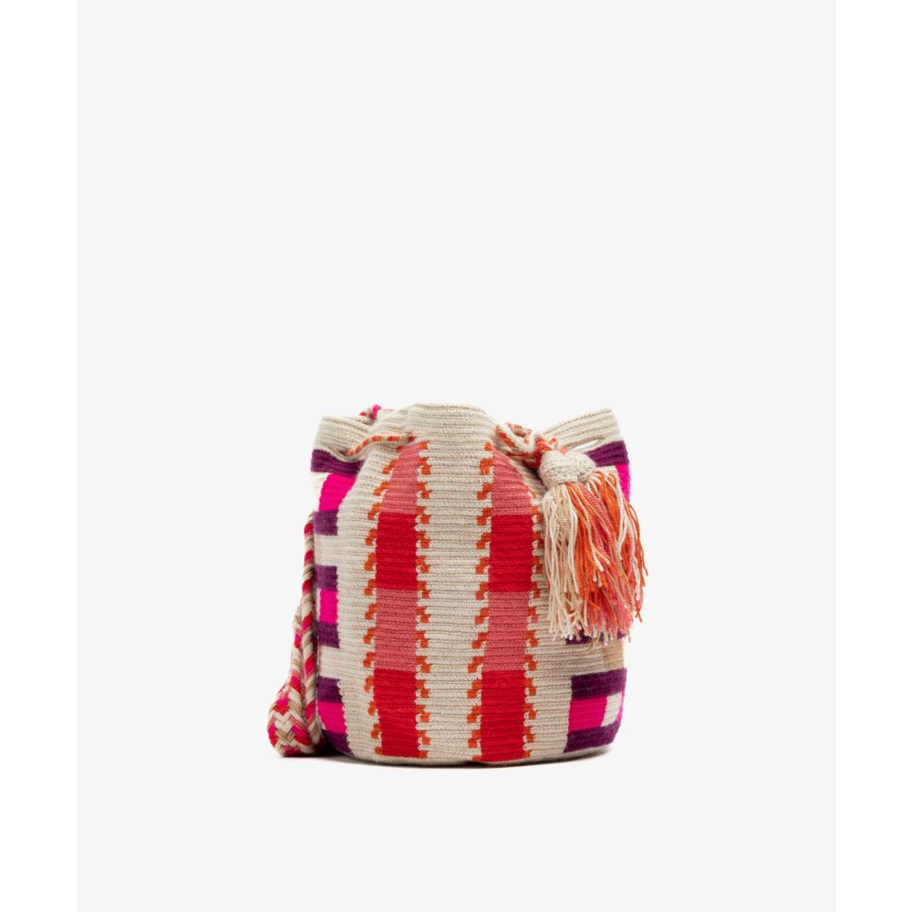 Crossbody Bag M - HYDRA - BEIGE & FUCHSIA