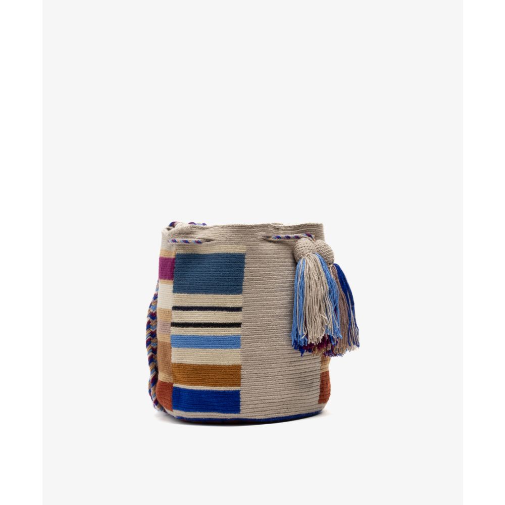 BOLSO CRUZADO M - PERSEUS- BEIGE Y AZUL