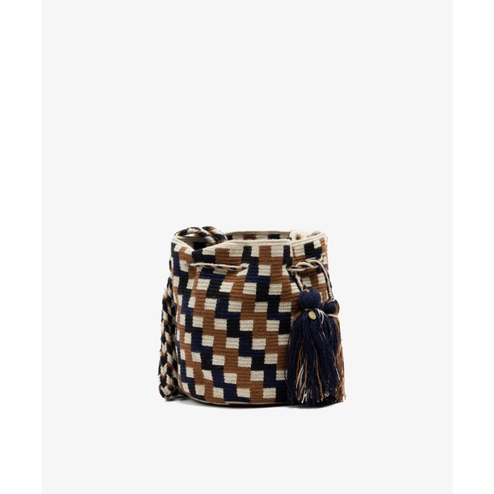 Crossbody Bag M - CETUS - TOAST & NAVY BLUE