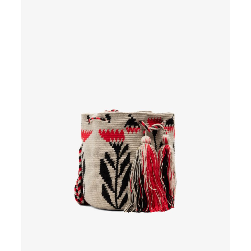 BOLSO CRUZADO M - BEIGE Y ROJO