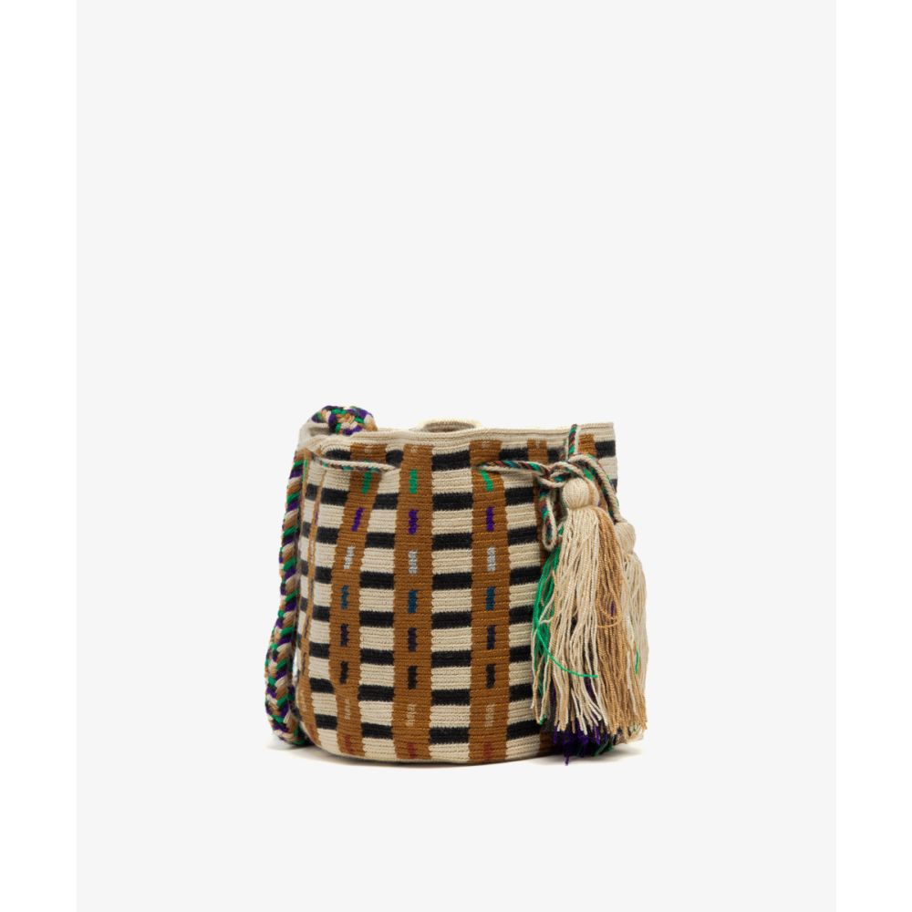 BOLSO CRUZADO M - MAEVE - TOSTADO Y NEGRO