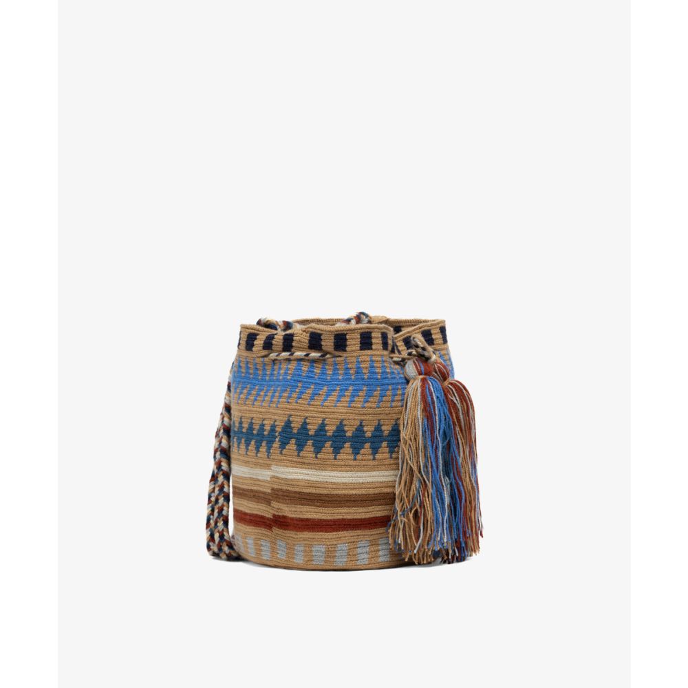 BOLSO CRUZADO M - BRIDGET - TOSTADO Y AZUL