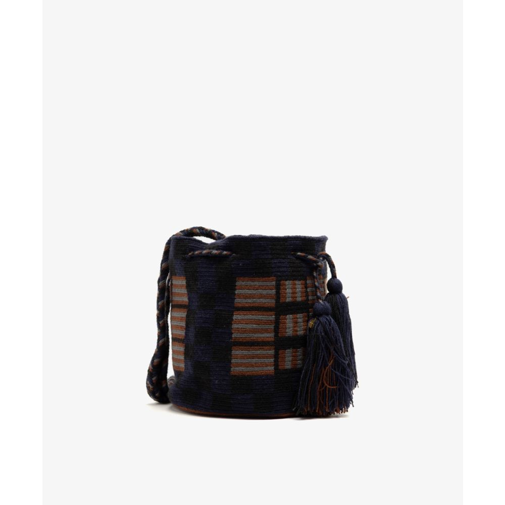 Crossbody Bag M - EVE - NAVY BLUE & BROWN