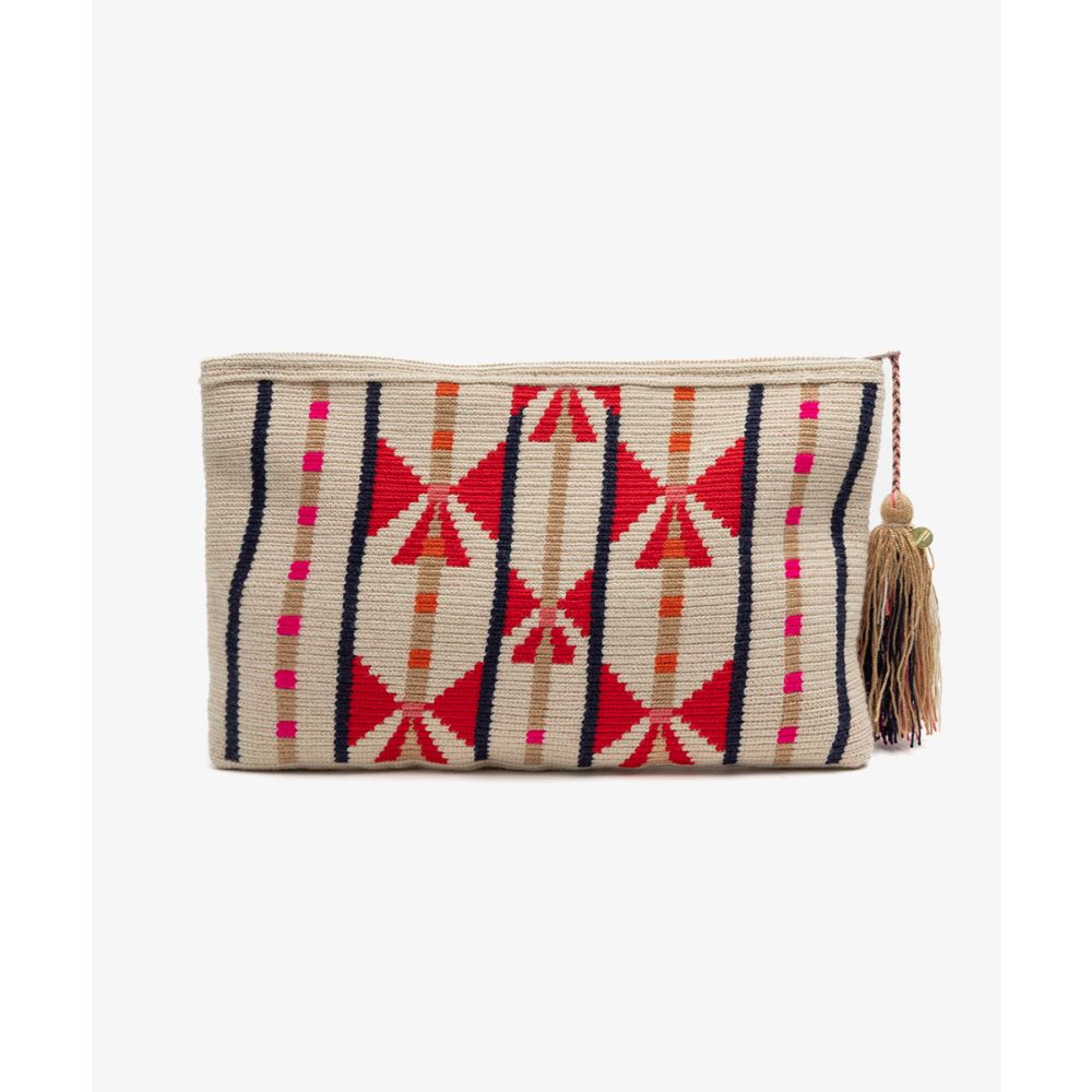 BOLSO DE MANO - CIRCINUS - BEIGE Y ROJO