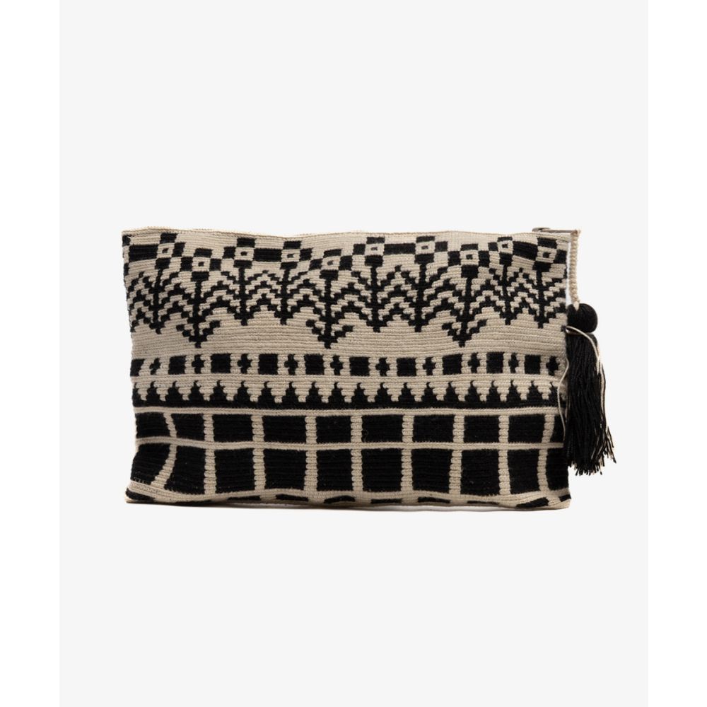 BOLSO DE MANO - DRAGON - NEGRO Y BEIGE