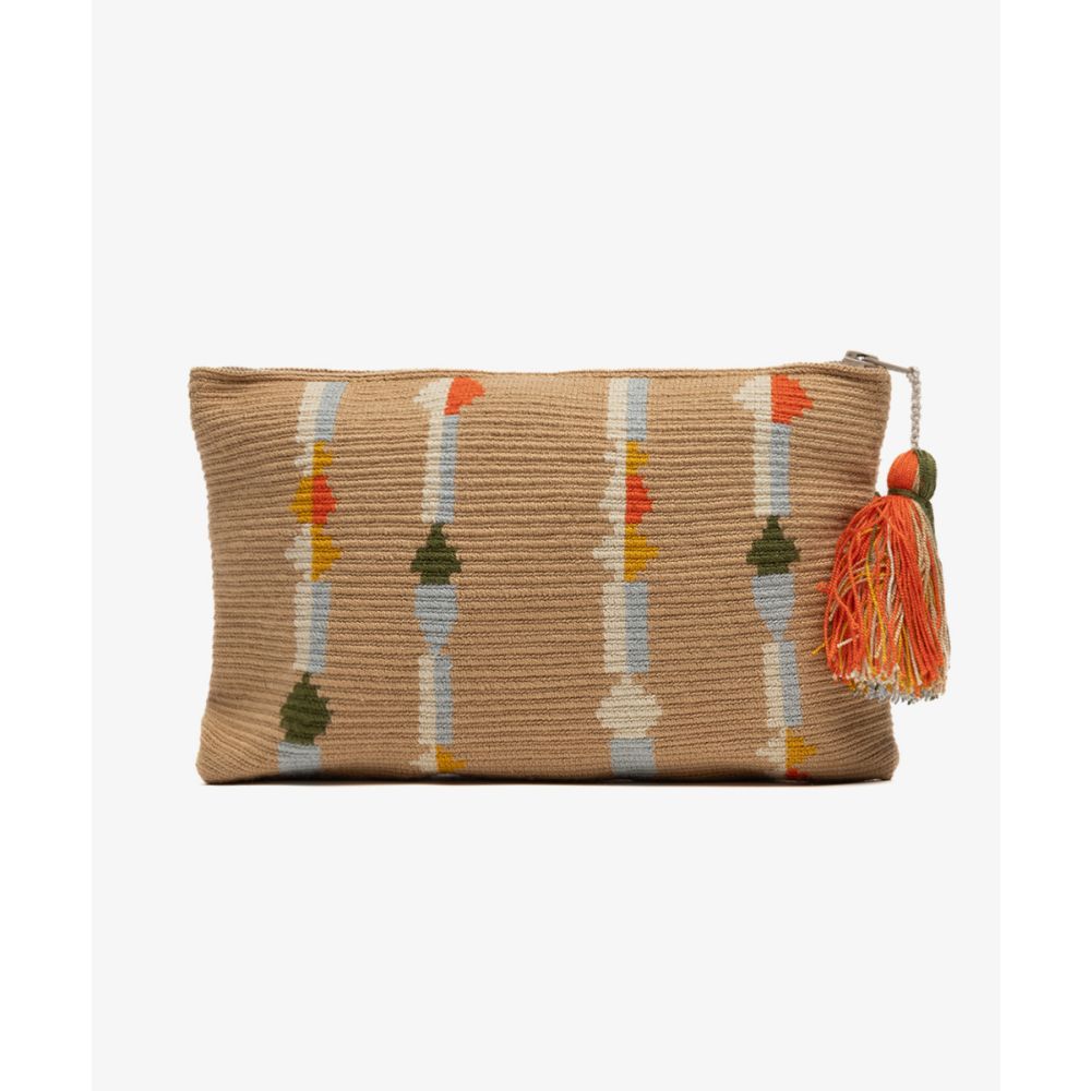 Clutch Bag- AQUILA - CAMEL & LIGHT BLUE