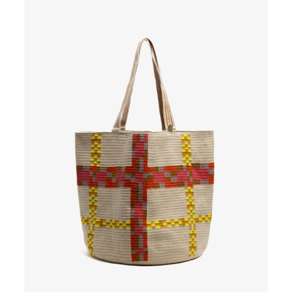 Bolso Tote - DELPHINIUS - CORAL Y AMARILLO