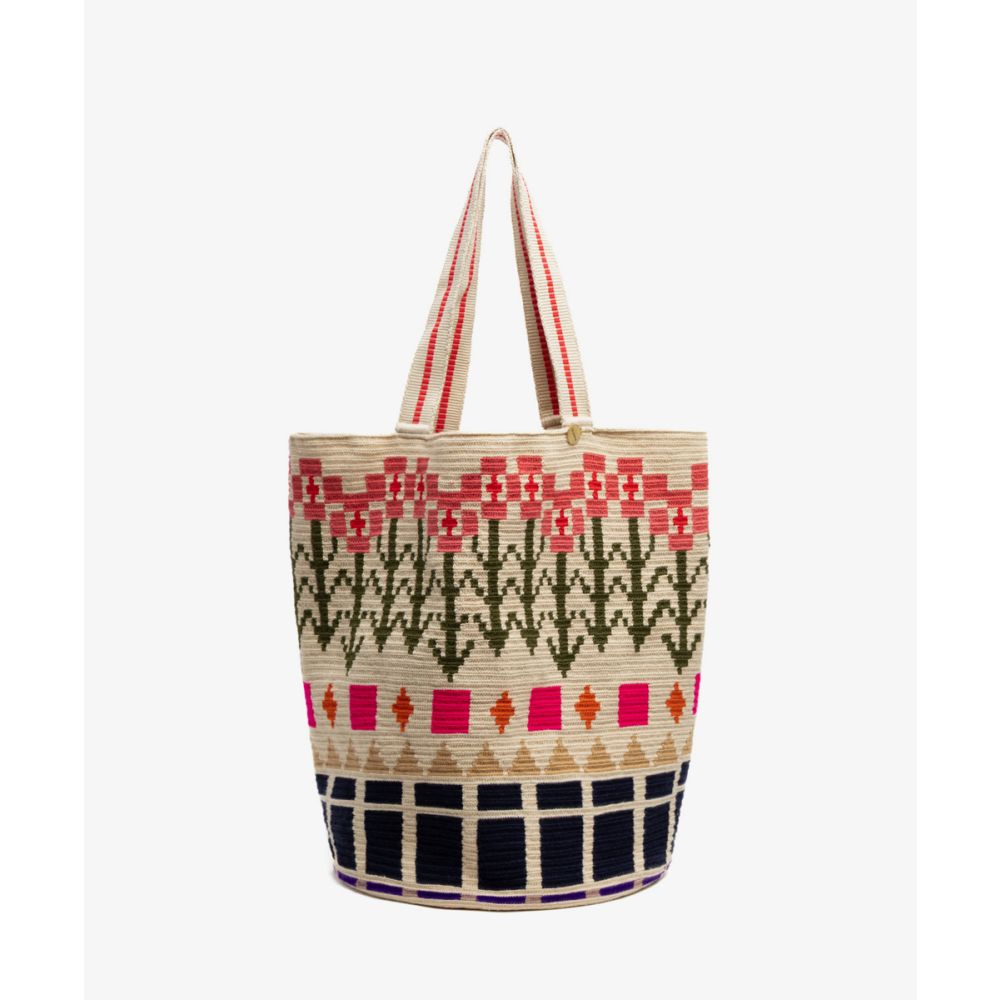 Tote Bag - DRAGON - BEIGE & NAVY BLUE