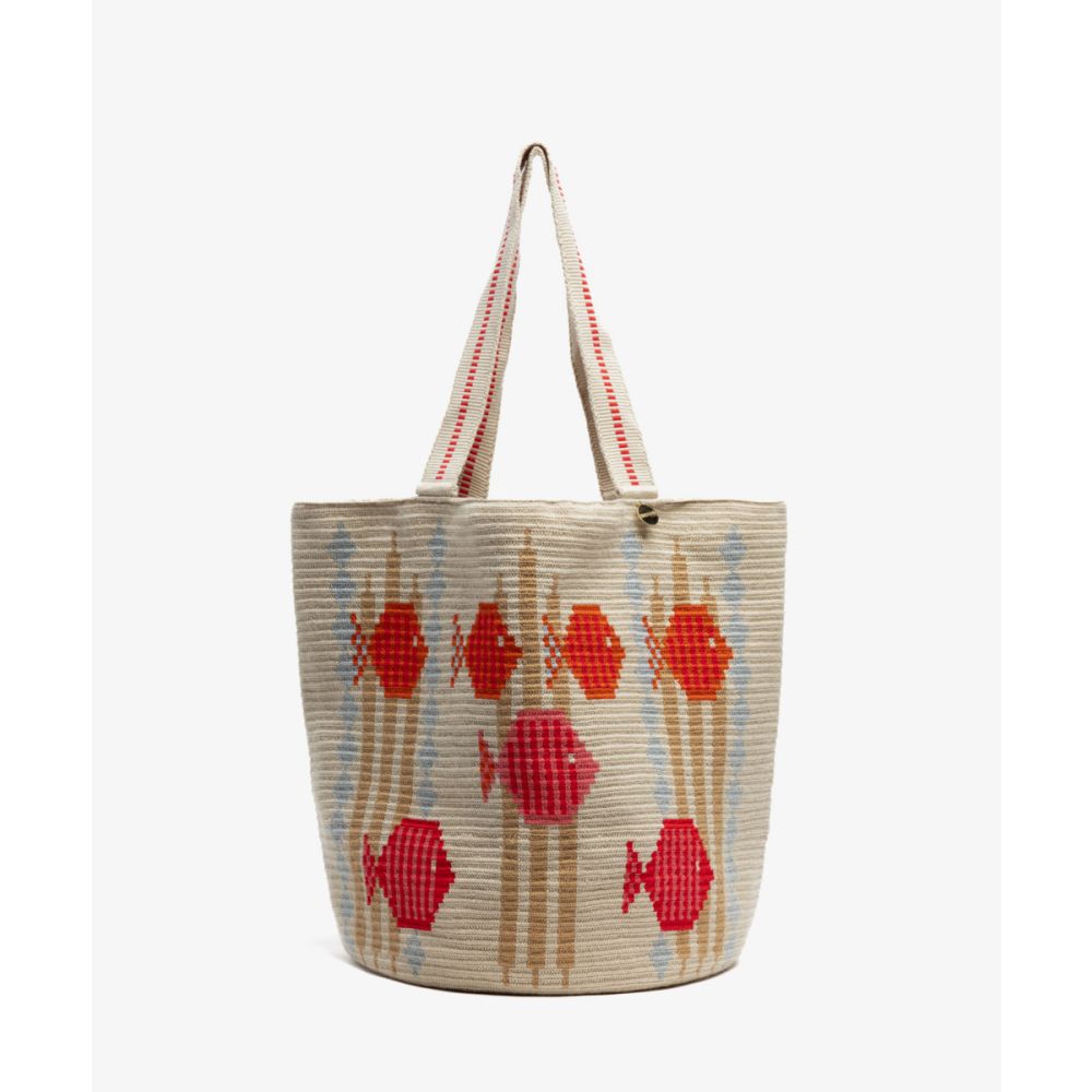 Bolso Tote -  CEPHEUS - BEIGE Y ROJO