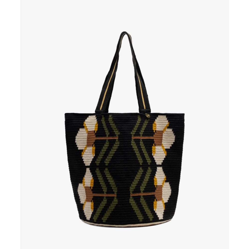 Bolso Tote - DAPHNE - NEGRO Y VERDE
