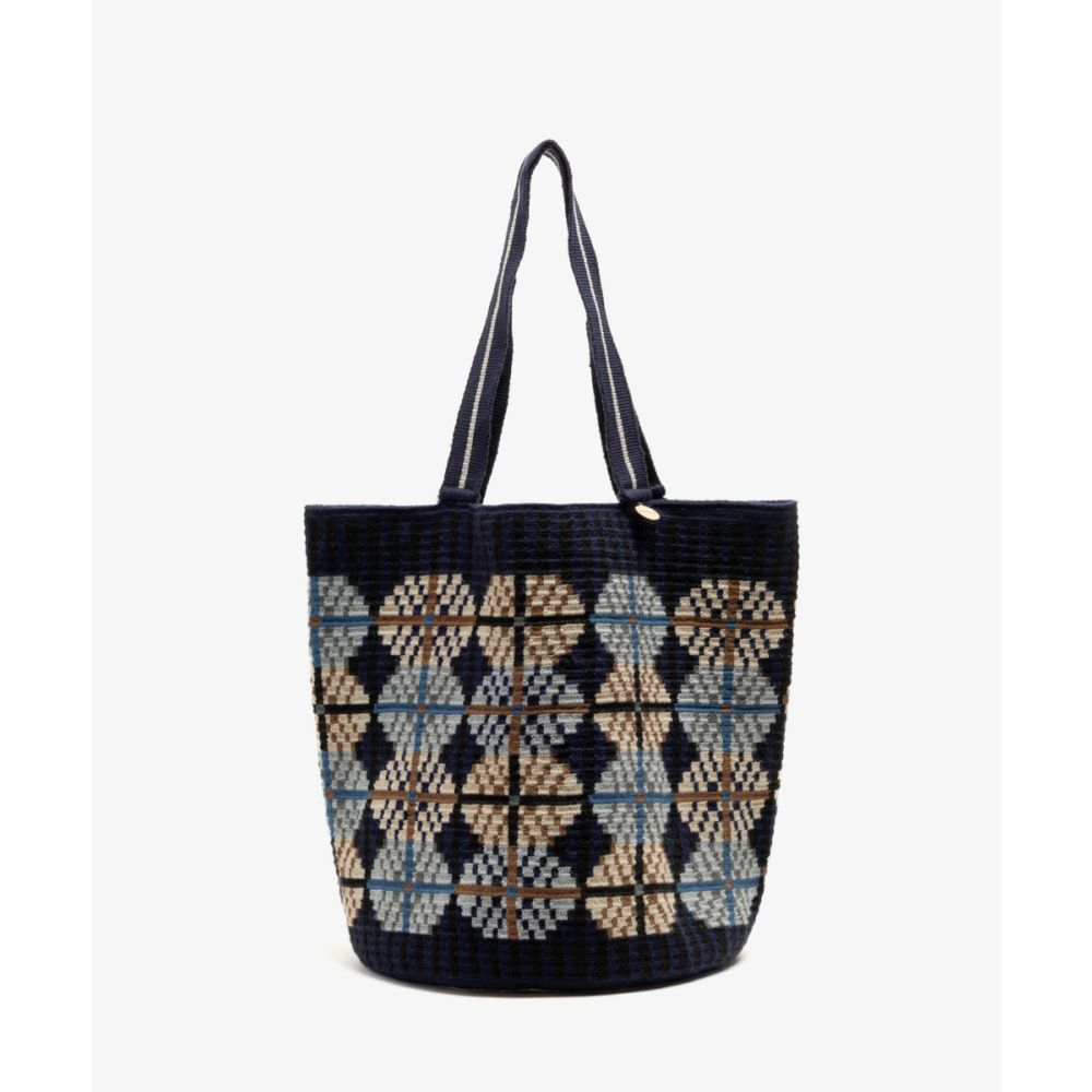 Tote Bag - ALMA -NAVY & LIGHT BLUE