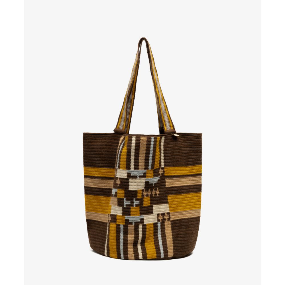 Bolso Tote - LOLA - MARRON Y MOSTAZA