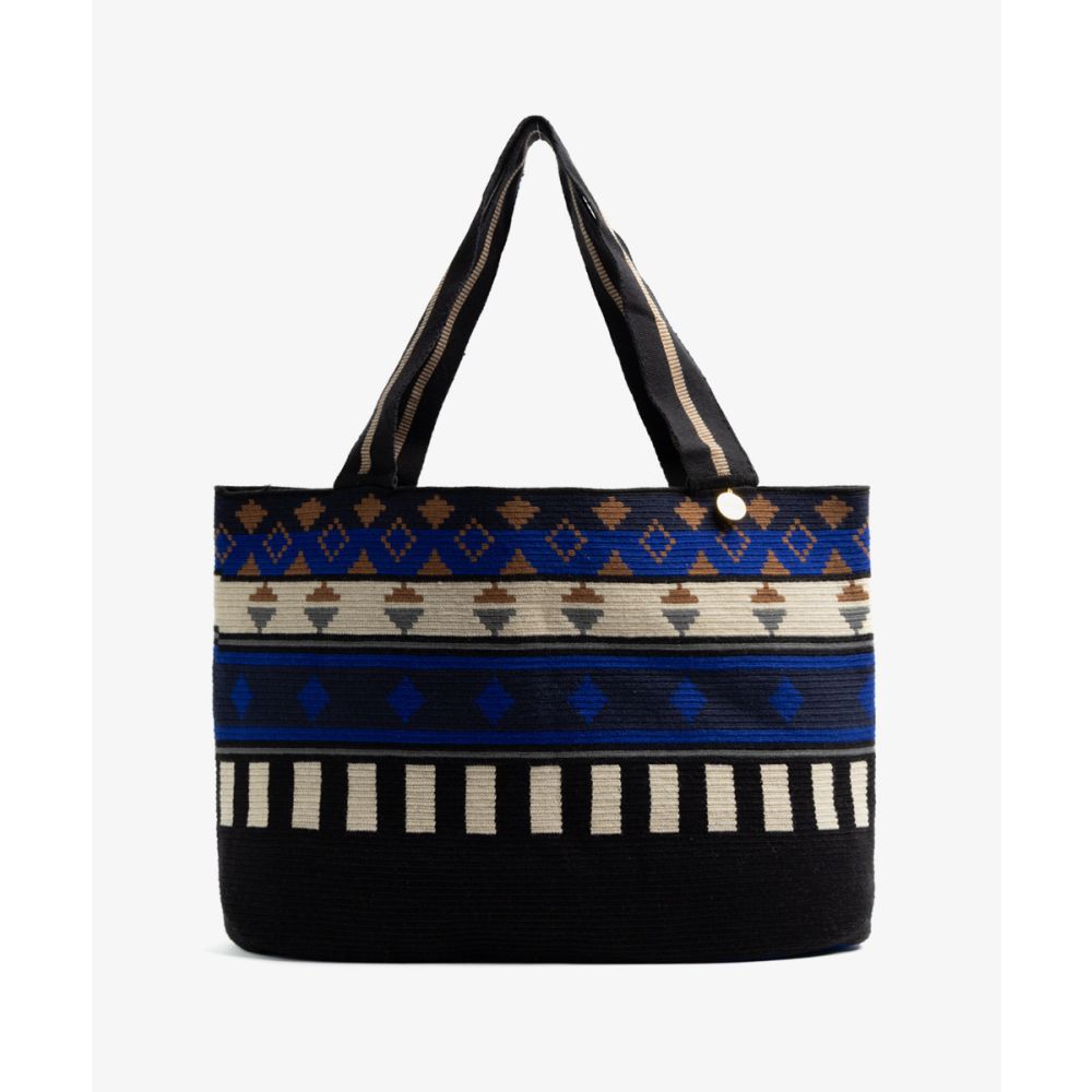 Shopping Bag L - TAURUS - BLACK & ROYAL BLUE