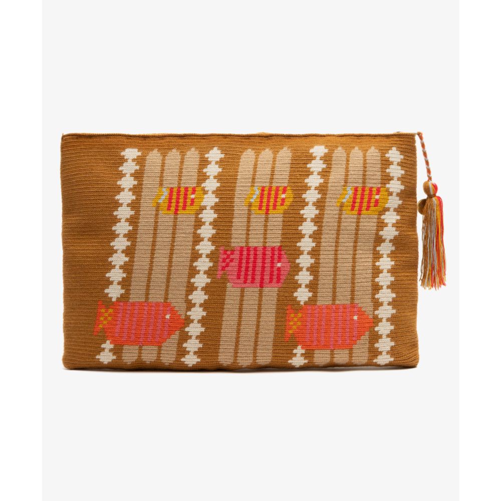 BOLSO DE MANO L - CEPHEUS - Camello y coral