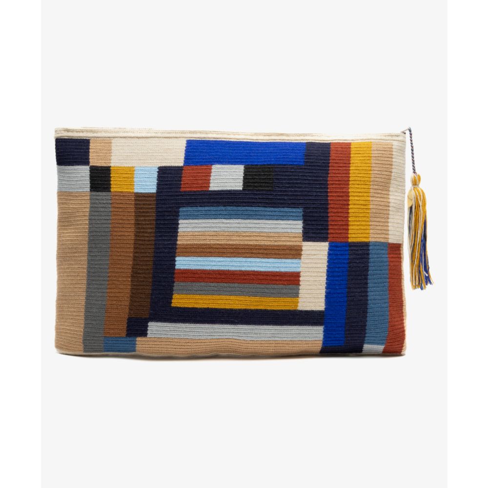 BOLSO DE MANO L - BALANCE - AZULÓN Y CAMELLO