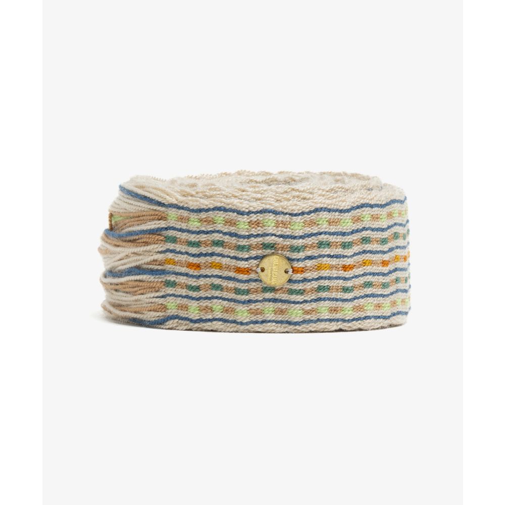 Belt with fringes - WHITE AND BLUE