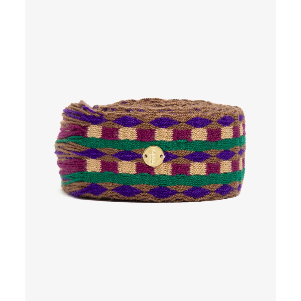 Cinturón de flecos morado y verde