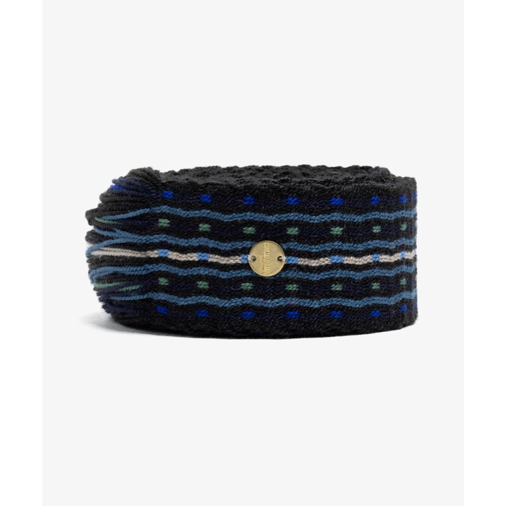 Belt with fringes green & blue