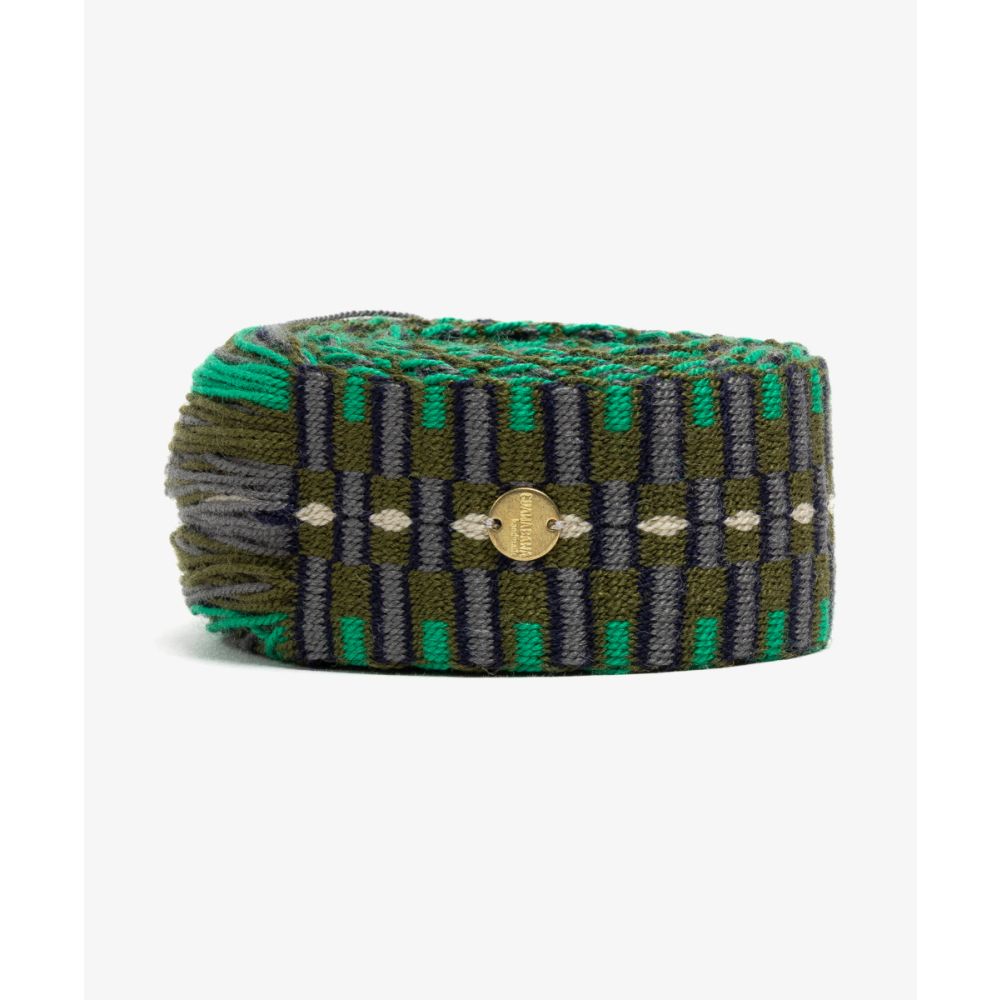 Cinturón de flecos verde y azul