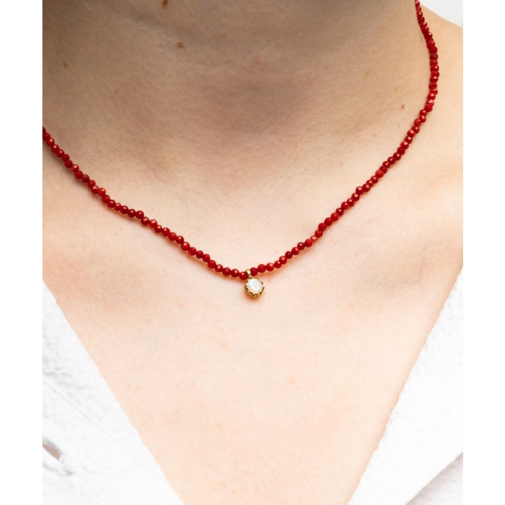 Collar Elvira - Carneola con dije de piedra semi preciosa