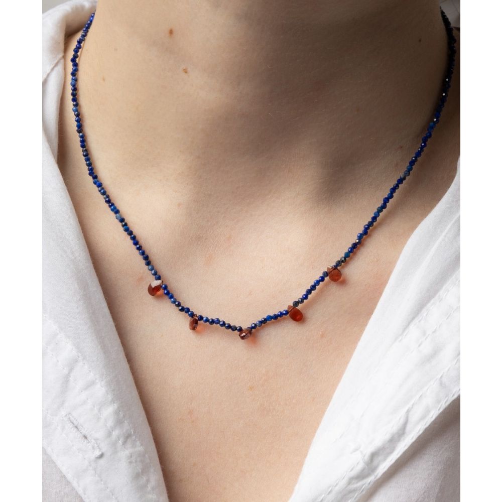 Collar Martha - Lapislazuli con 5 gotas de piedras semi preciosas