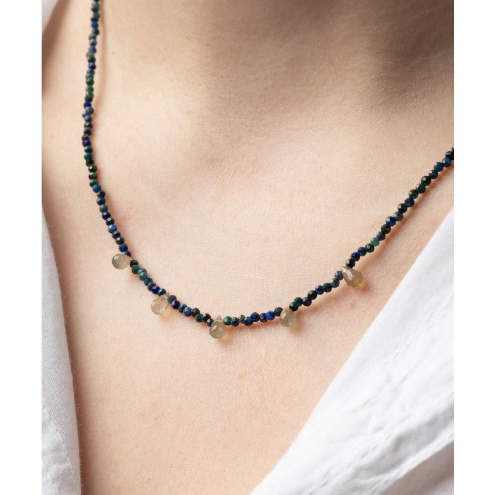 Collar Martha - Lapislazuli con 5 gotas de piedras semi preciosas