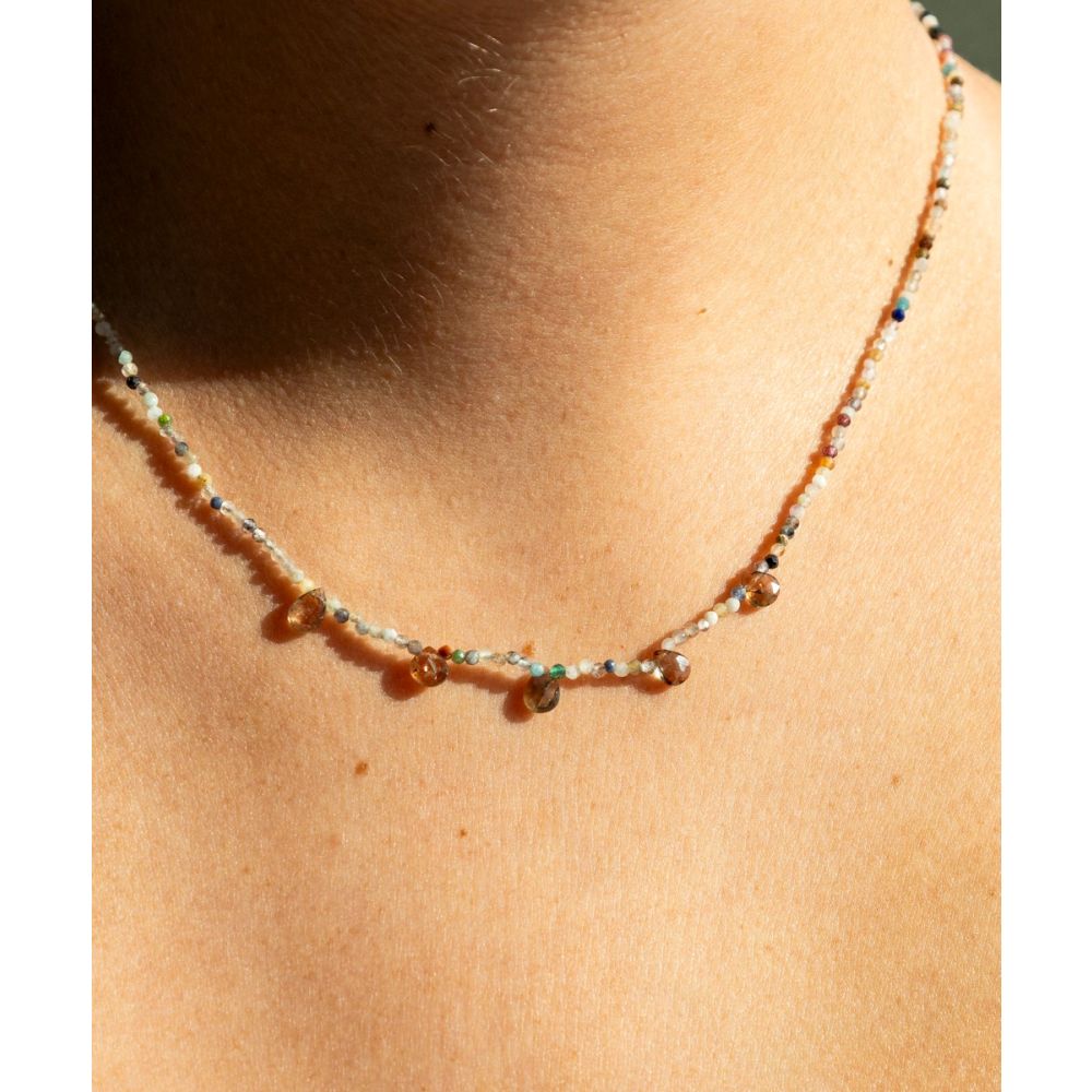 Collar Martha - Turmalina mix con 5 gotas de piedras semi preciosas