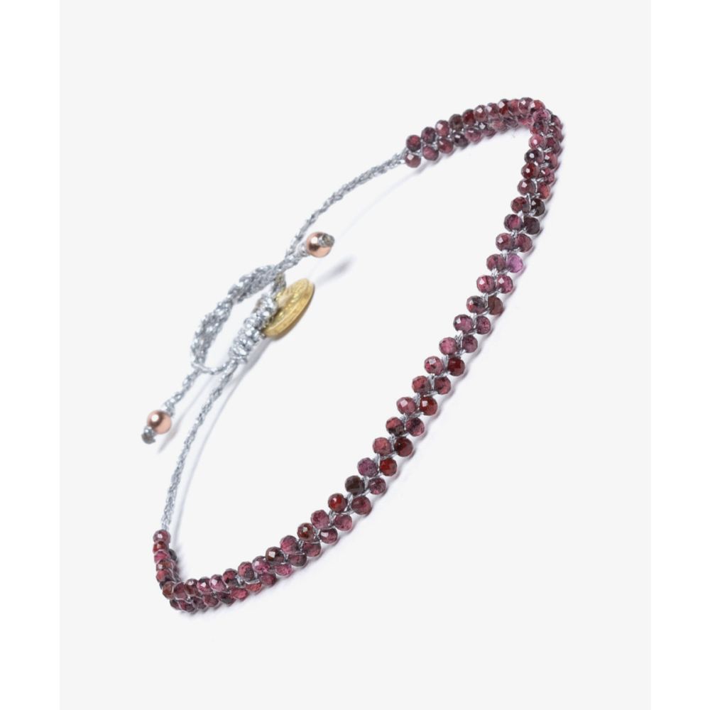 PULSERA POLUX-  HILO PLATA Y PIEDRA GRANATE