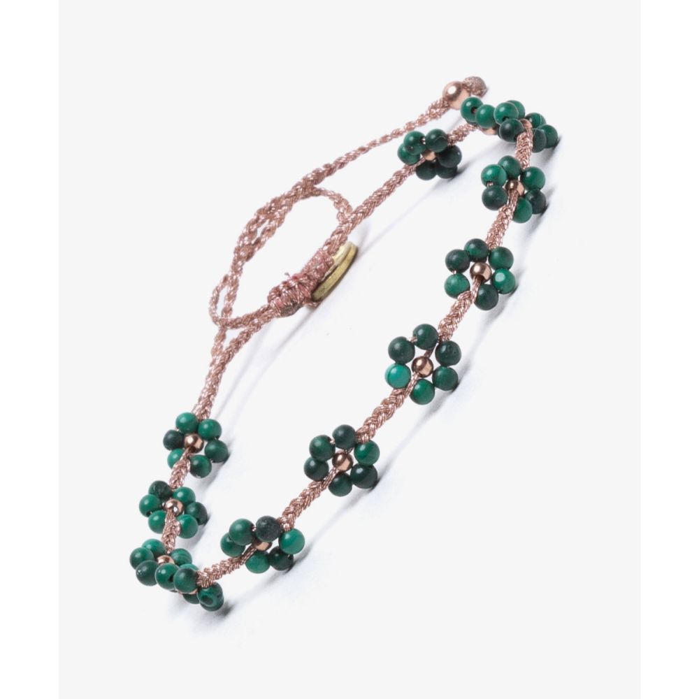 BEADED FLOWER BRACELET - Malachite stone