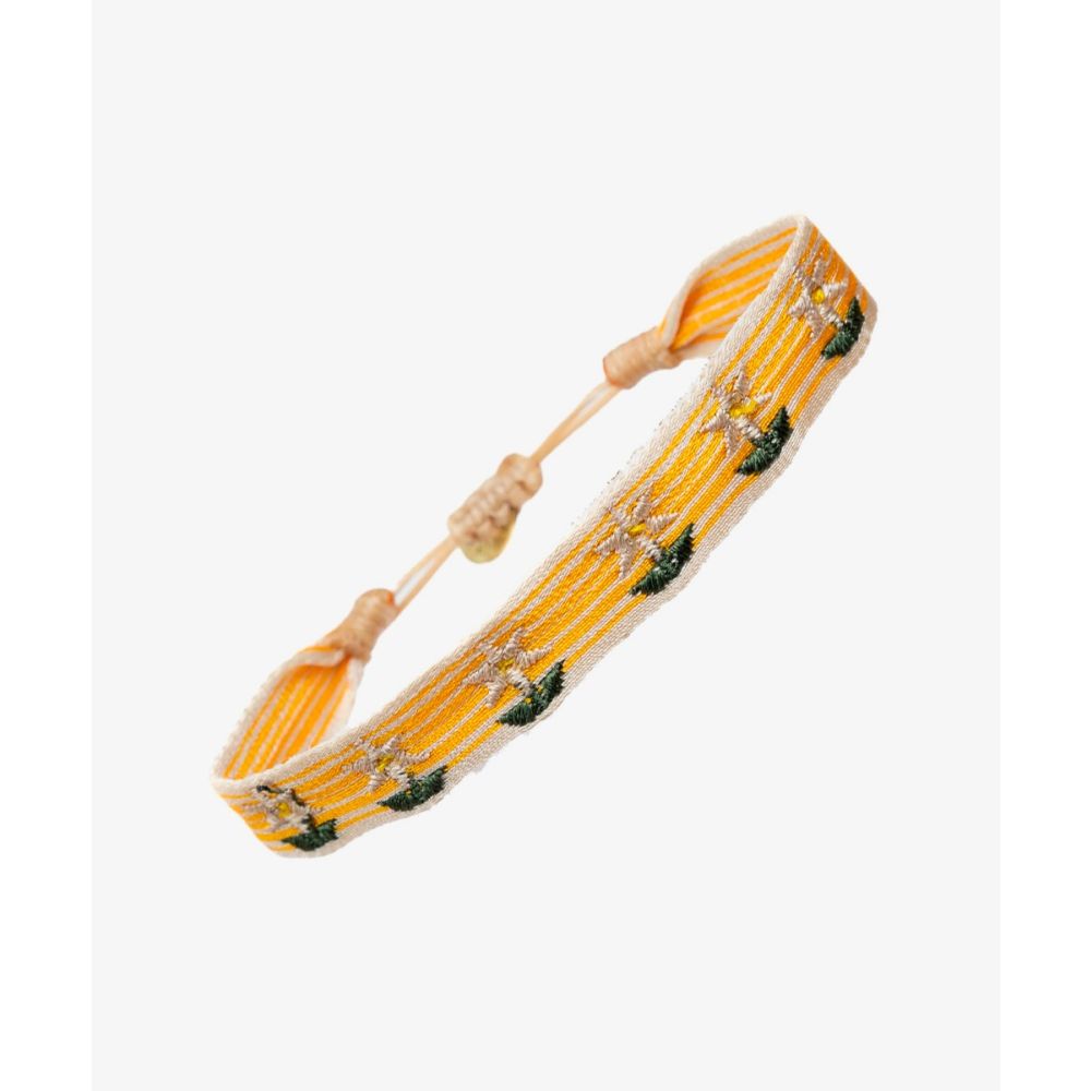 PULSERA BORDADA - RAYAS BEIGE & MOSTAZA
